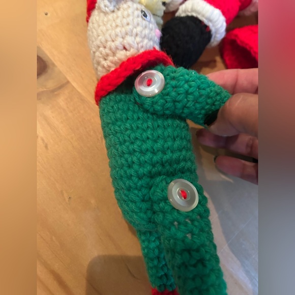 Vintage 3pc Santa and Mrs Claus and elf’s Dolls Handmade Crochet Christmas Decor - Picture 11 of 14